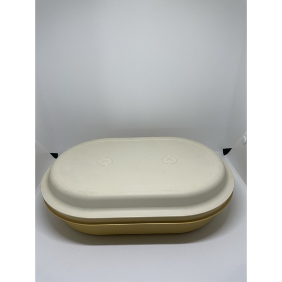 Tupperware Other - VTG TUPPERWARE 2 PC OVAL SERVER SET HARVEST GOLD/ALMOND